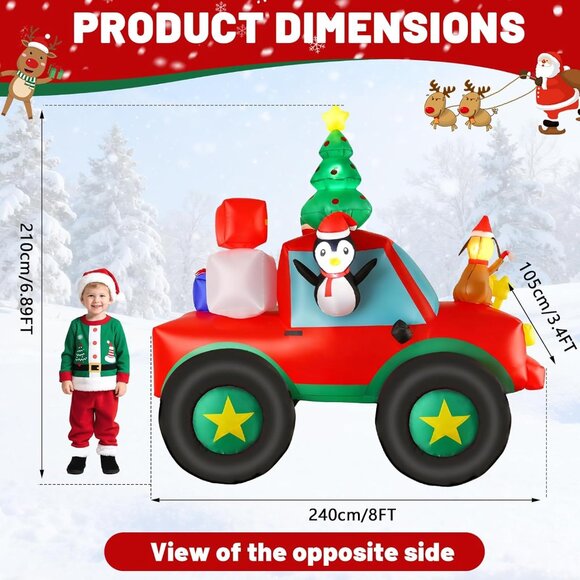 🆕8FT Christmas Inflatable Truck with Built-in LED Lights Outdoor Decoration - Picture 5 of 10